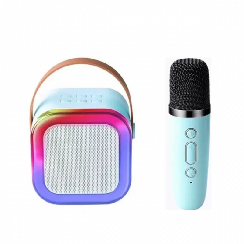 Caixa de Som Bluetooth Karaokê K12 com Microfone – LED, Portátil, Bateria Recarregável