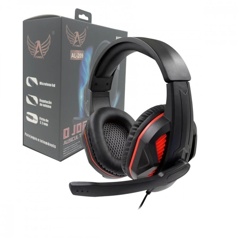 Fone Headset Gamer com Fio e Microfone Ajustável Conexão P2 Altomex