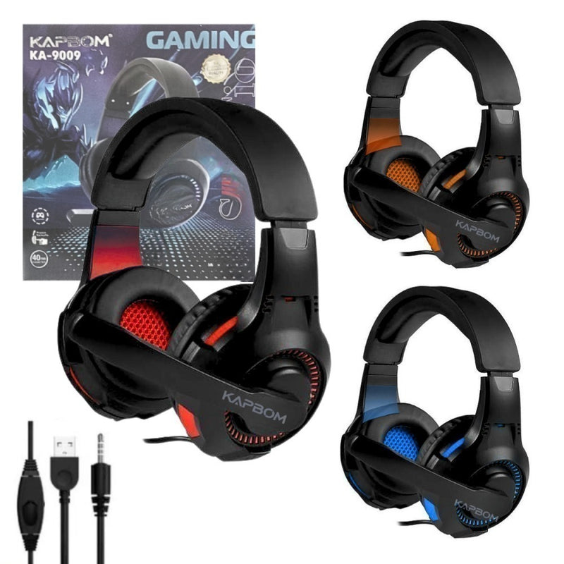Headset Gamer Kapbom KA-9009 - Som Imersivo, Microfone Ajustável e LED | Conforto e Custo-Benefício!