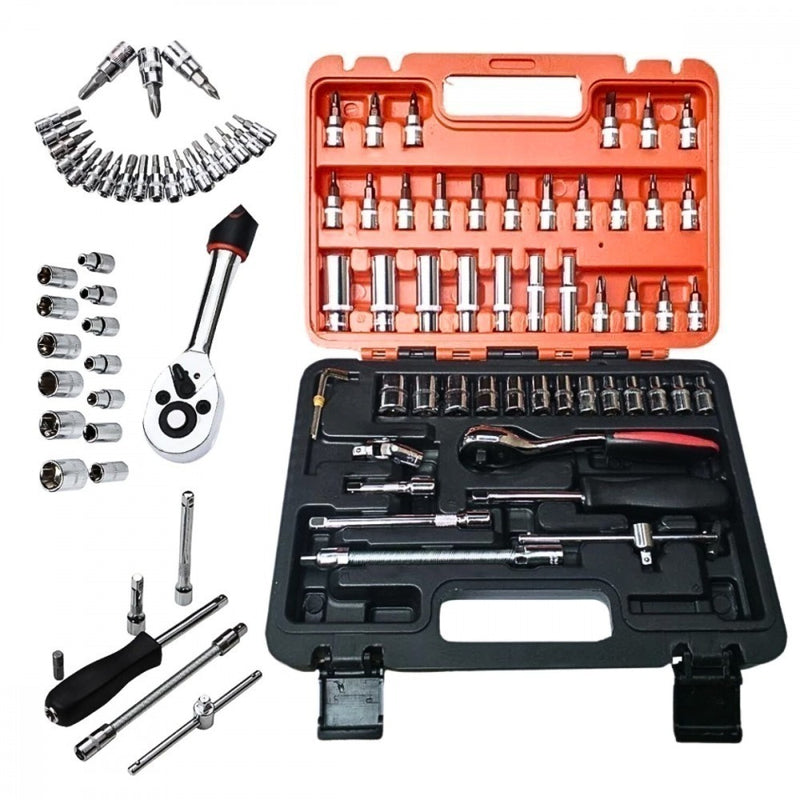 Kit Ferramentas Soquetes Maleta 53 Peças Completo Bits Catraca