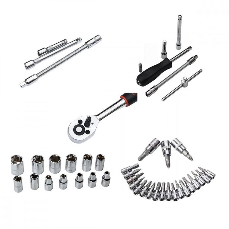 Kit Ferramentas Soquetes Maleta 53 Peças Completo Bits Catraca