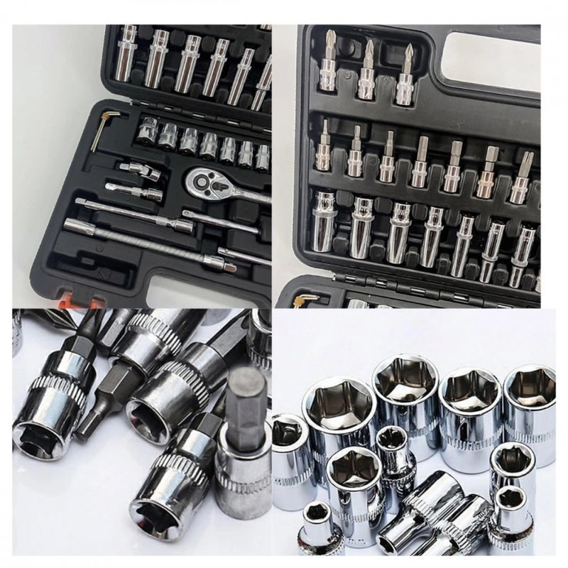 Kit Ferramentas Soquetes Maleta 53 Peças Completo Bits Catraca