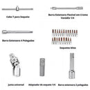 Kit Ferramentas Soquetes Maleta 53 Peças Completo Bits Catraca
