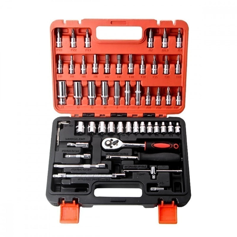 Kit Ferramentas Soquetes Maleta 53 Peças Completo Bits Catraca