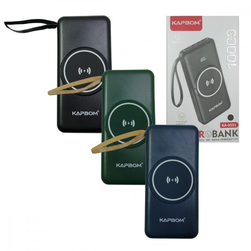 Carregador Portátil Power Bank 10000mAh Sem Fio por Indução – Energia em Qualquer Lugar com Carregamento Rápido e Seguro