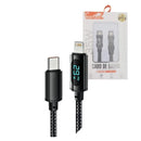 Cabo de dados Tipo-C de 35W para celular, com display digital