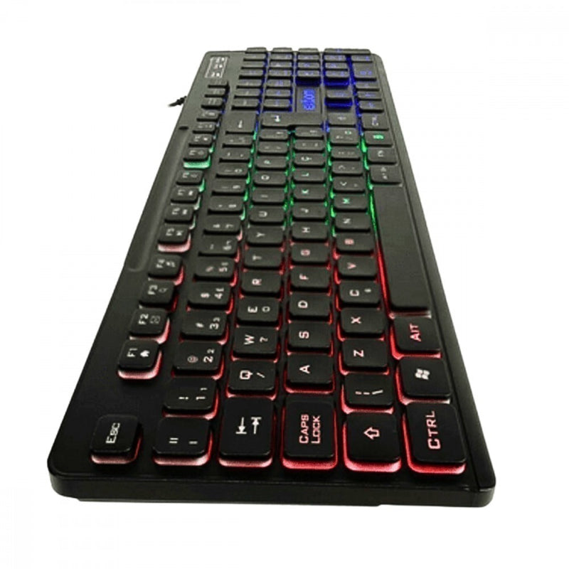 Teclado Gamer Exbom RGB Semi-Mecânico LED - Plug & Play, ABNT2, Multimídia, PC/Notebook