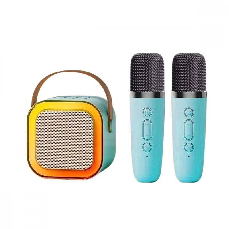 Caixa de Som Bluetooth Karaokê Portátil LED Com 02 Microfones