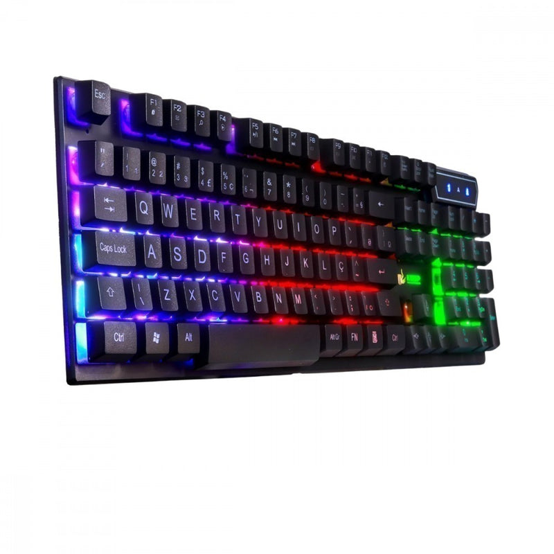 Kit Teclado E Mouse Gamer Preto Semi Mecânico LED RGB