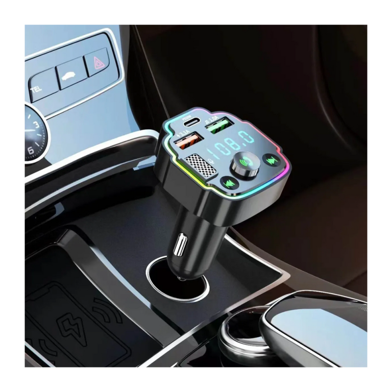 Transmissor FM Bluetooth Veicular MP3 Player RGB - Carregador Rápido QC3.0