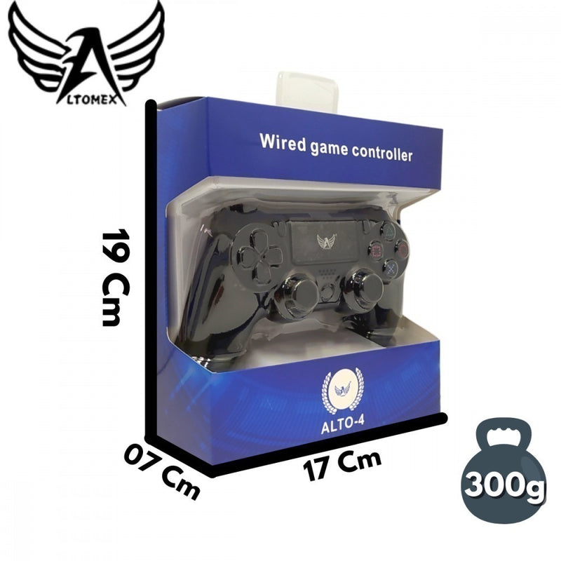 Controle Gamer PS4 com Fio 2m USB V8 - Ergonômico e Vibratório