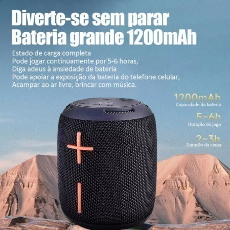 Caixa de Som Bluetooth Portátil À Prova D'agua 7W LED