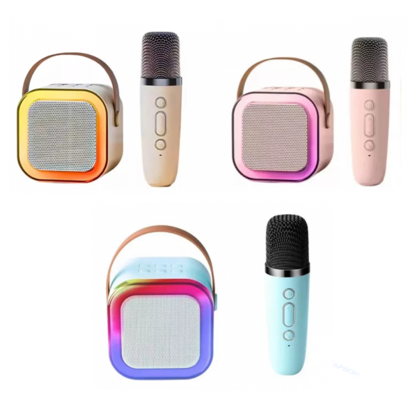 Caixa de Som Bluetooth Karaokê K12 com Microfone – LED, Portátil, Bateria Recarregável