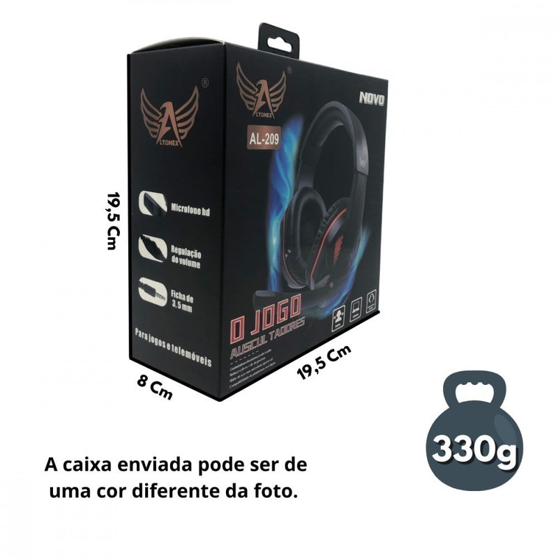 Fone Headset Gamer com Fio e Microfone Ajustável Conexão P2 Altomex