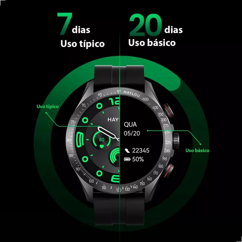 Smartwatch Haylou Solar Pro AMOLED: Chamadas, 105 Modos Esportivos, À Prova D'água