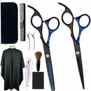 Kit com 9 Peças Tesouras, Navalha e Acessórios Profissionais Barbeiro Fio Laser