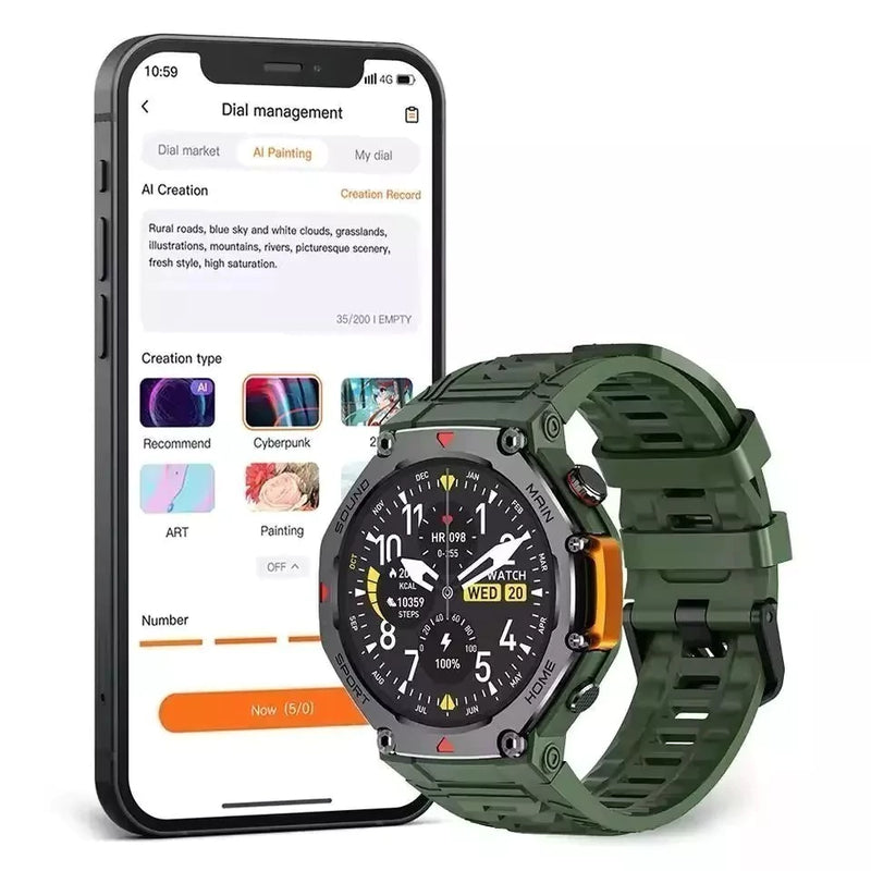 Relógio Smartwatch Militar Microwear MA31 Série 10 – Resistente à Água, ChatGPT, GPS e Monitor de Saúde!