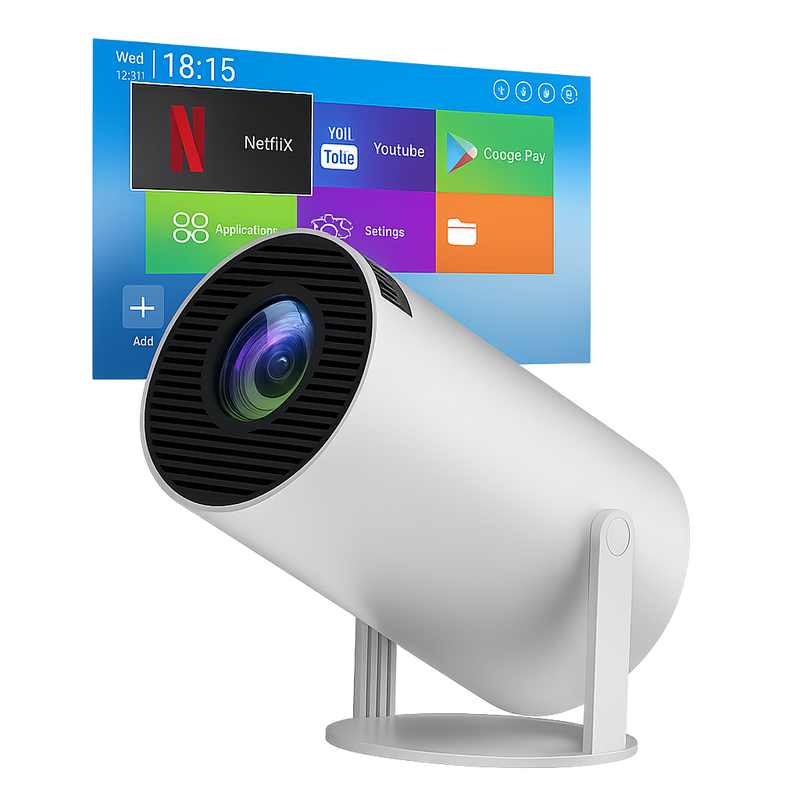 Projetor Portátil Hy300 Ultra HD 8000 Lúmens Android Wi-Fi Bluetooth | 150" HDMI USB | Correção Automática e Compatível com iPhone e Android