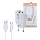 Carregador 5.1A com 2 Portas USB + Cabo Tipo-C - Eletromex - Rápido e Seguro