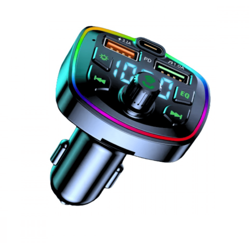 Carregador Veicular Bluetooth 5.1 com USB e Tipo-C – Recarga Rápida