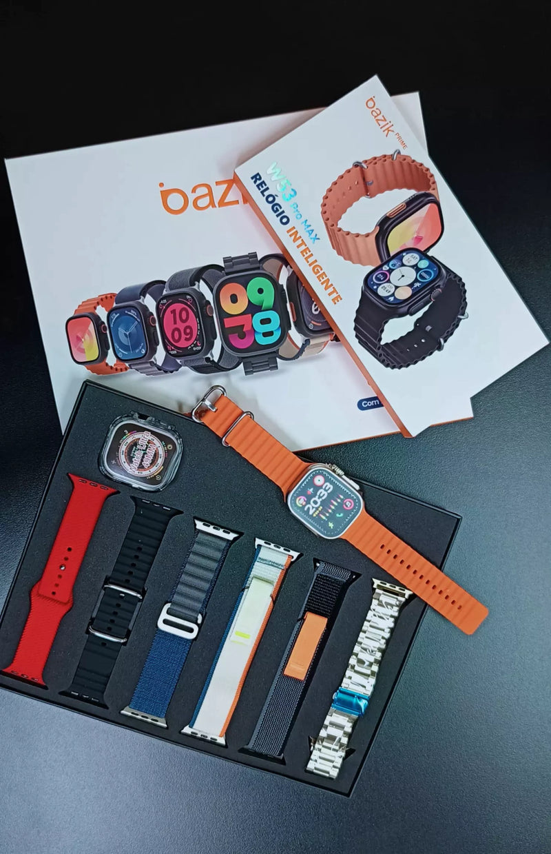 Smartwatch W53 Pro Max 49mm – Faz Chamadas, Monitor de Saúde, 7 Pulseiras – Android e iOS