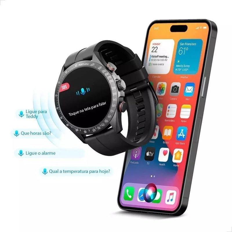 Smartwatch Haylou Solar Pro AMOLED: Chamadas, 105 Modos Esportivos, À Prova D'água