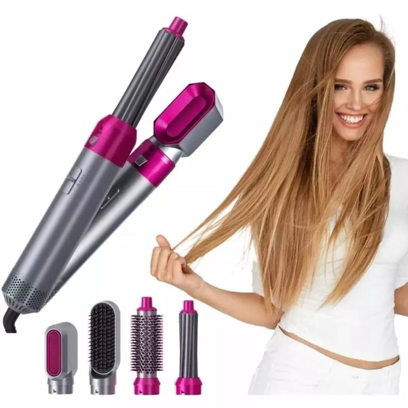Escova Modeladora 5 em 1 – Secadora, Chapinha, Modelador de Cachos, Escova Elétrica – Anti-Frizz, Prática e Multifuncional