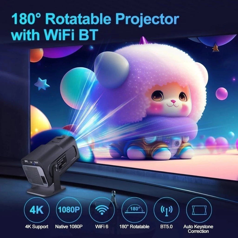 Mini Projetor 4K Android HY-320 Full HD | Cinema Portátil com Wi-Fi 6, Bluetooth 5.0 e 10000 Lúmens – Imagem Imersiva e Alta Performance