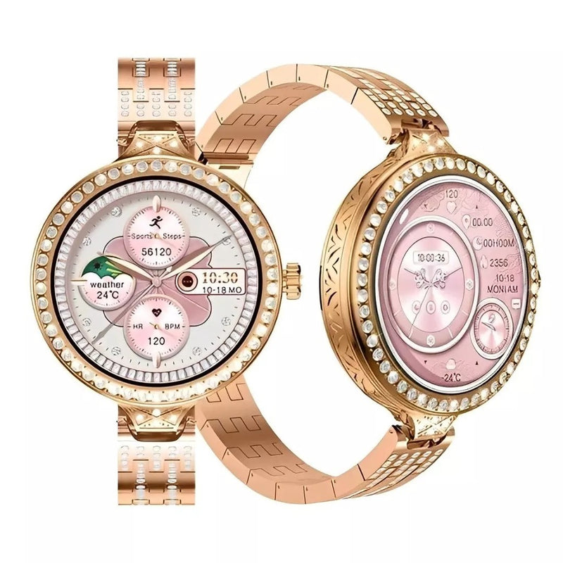 Smartwatch HW16 Mini Fashion Tela 1.32” + Pulseira Aço + Bracelete + Brincos | Bluetooth 5.2 | Monitor Cardíaco | Edição Limitada