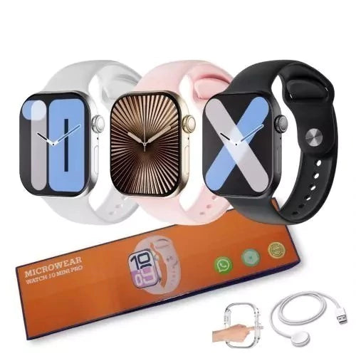 martwatch Microwear W10T Mini 42mm Série 10 – Tela AMOLED, ChatGPT, WhatsApp, NFC, Chamadas Bluetooth, IP68, Saúde & Esportes.