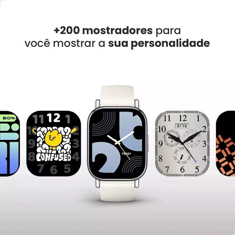 Smartwatch Xiaomi Redmi Watch 5 Lite AMOLED 1.96", GPS GNSS, 5ATM, Bluetooth, 150 Modos, 18 Dias de Bateria, Chamadas, Preto/Dourado – Versão Global