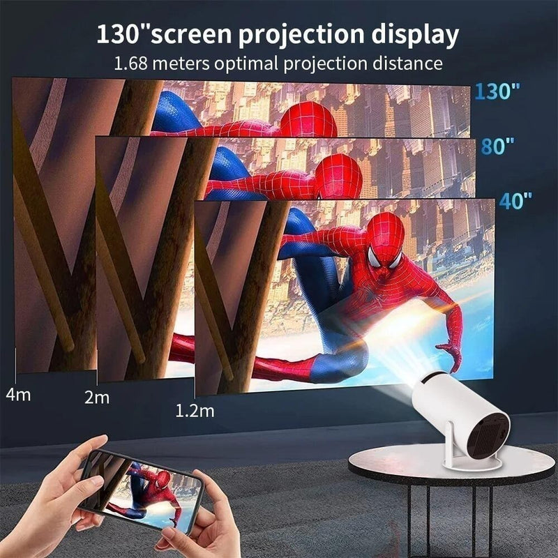 Projetor Portátil Hy300 Ultra HD 8000 Lúmens Android Wi-Fi Bluetooth | 150" HDMI USB | Correção Automática e Compatível com iPhone e Android