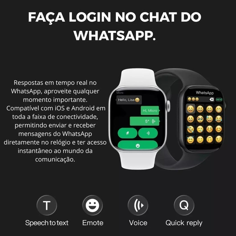 Smartwatch W11 Pro Mini Série 11 AMOLED 2,02” | Dual Core Ultra | WhatsApp Integrado | Chamadas Bluetooth | IA no Pulso | IP68 | Envio Rápido