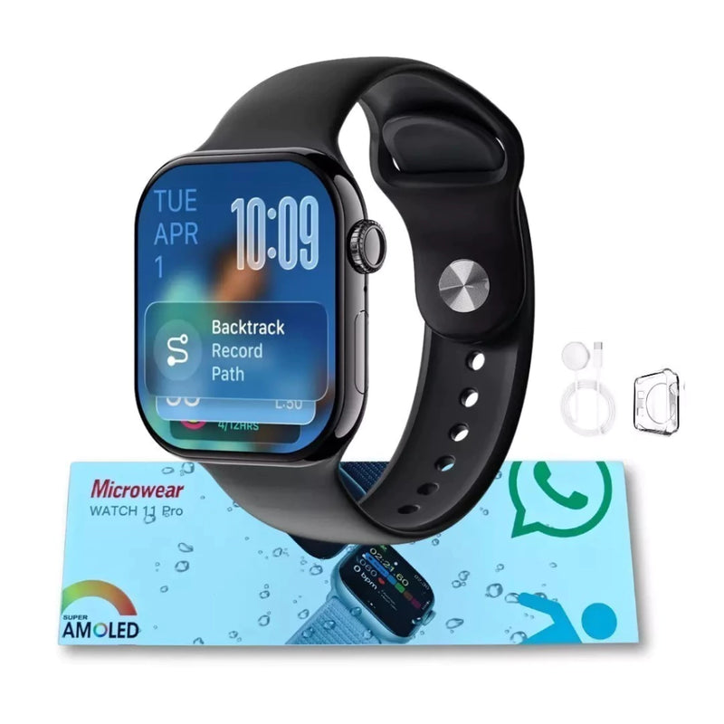 Smartwatch Microwear W11 Pro Série 11 | AMOLED 2.08” | 1GB | GPS Preciso | WhatsApp Integrado | IA Avançada | À Prova d’Água IP68