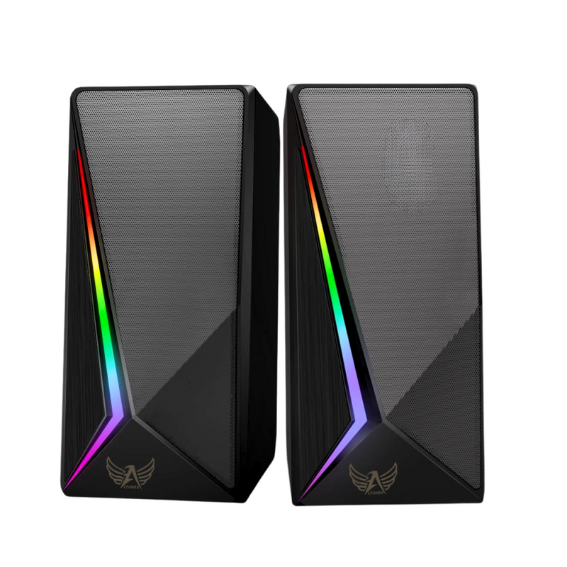 Caixa de Som Bluetooth AL-3868 Altomex com Luzes RGB, Som Estéreo, USB e P2 – Ideal para PC, Notebook, Estúdio ou Setup Gamer