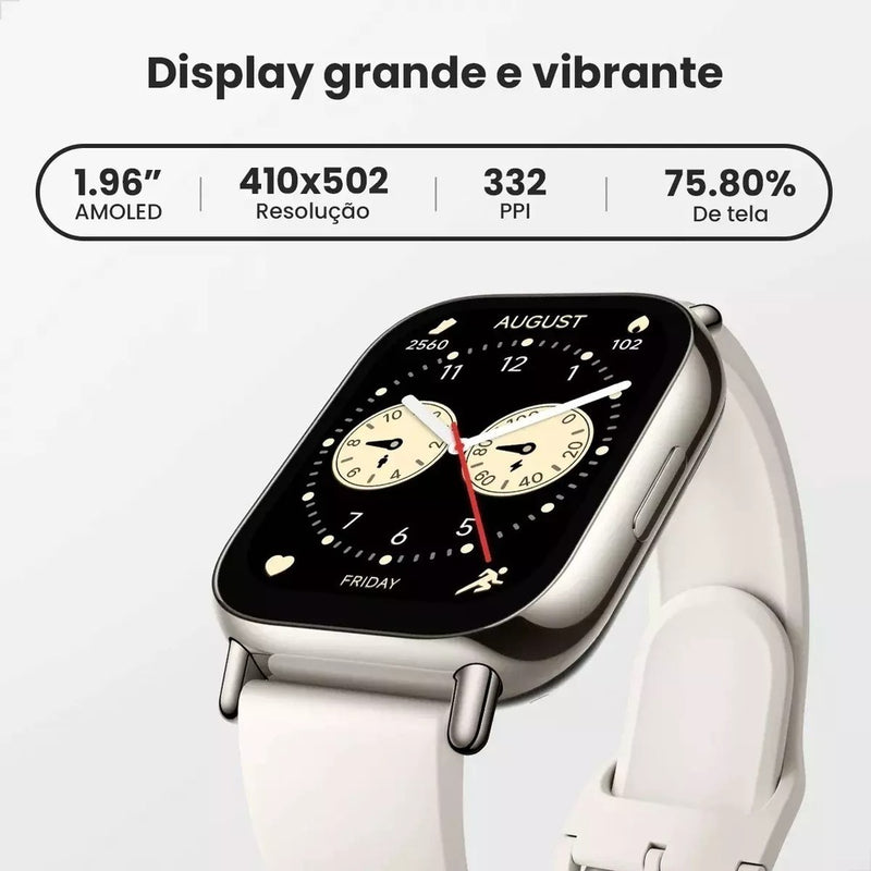 Smartwatch Xiaomi Redmi Watch 5 Lite AMOLED 1.96", GPS GNSS, 5ATM, Bluetooth, 150 Modos, 18 Dias de Bateria, Chamadas, Preto/Dourado – Versão Global