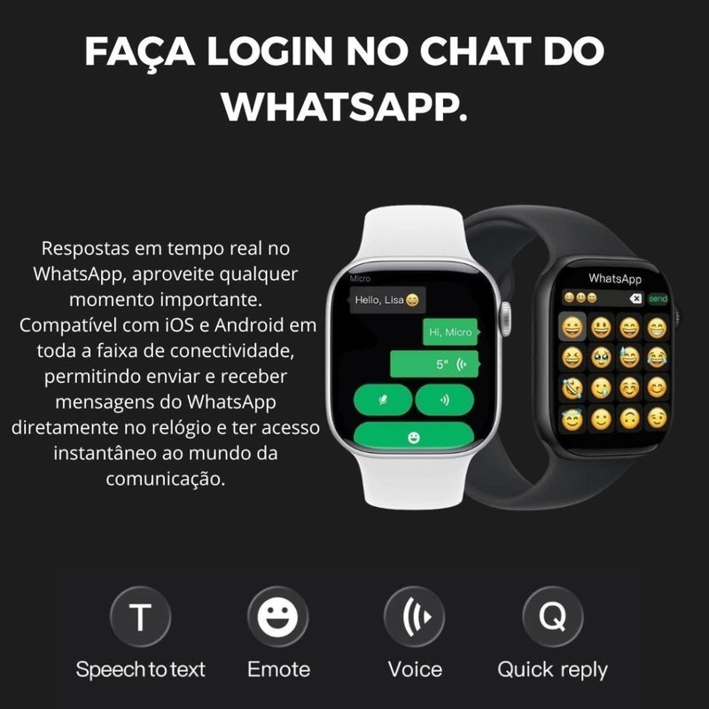 Smartwatch W11 Mini Series 11 42mm 2025 – Responde WhatsApp no Pulso, Faz Ligações, NFC, Saúde Completa, Tela 2.02" Premium e Memória Interna.