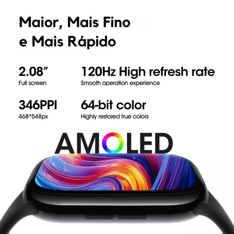 Smartwatch W11 Pro Mini Série 11 AMOLED 2,02” | Dual Core Ultra | WhatsApp Integrado | Chamadas Bluetooth | IA no Pulso | IP68 | Envio Rápido