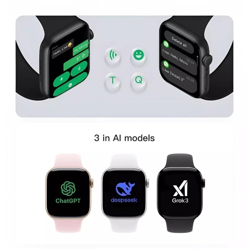 Smartwatch W11 Pro Mini Série 11 AMOLED 2,02” | Dual Core Ultra | WhatsApp Integrado | Chamadas Bluetooth | IA no Pulso | IP68 | Envio Rápido