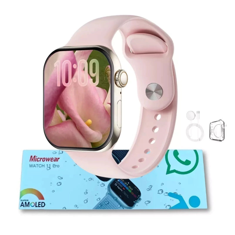 Smartwatch Microwear W11 Pro Série 11 | AMOLED 2.08” | 1GB | GPS Preciso | WhatsApp Integrado | IA Avançada | À Prova d’Água IP68