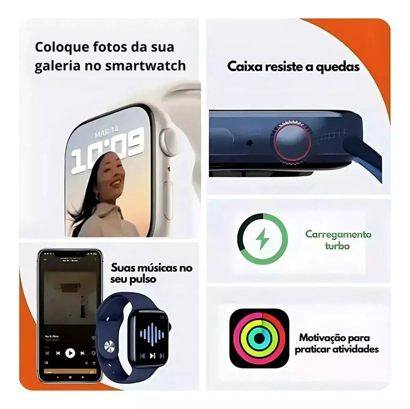 Smartwatch GS10 Ultra Mini Série 10 42mm Tela AMOLED com Pulseira Extra, Função ChatGPT, Atende Chamadas por Gesto, Monitoramento de Saúde, Compatível