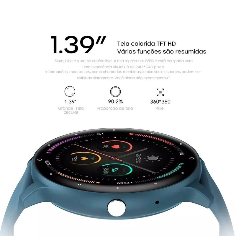 Smartwatch Peje ZW02 Pro AMOLED 1,39” à Prova D’Água + Pulseira Extra – Monitor Cardíaco, Chamada de Voz, Multifunções