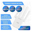 Repetidor de Sinal Wi-Fi Kapbom KA-X338 2.4GHz 300Mbps com 4 Antenas, Homologado Anatel - Aumenta o Alcance da Internet em Casas e Escritórios