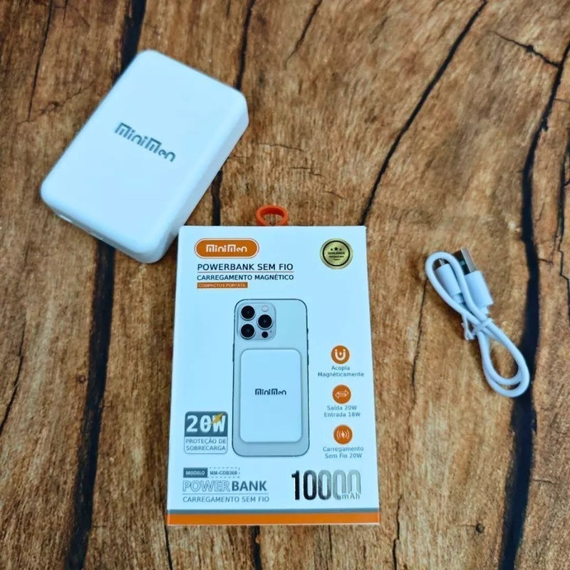 Power Bank MagSafe 10.000mAh 20W Turbo Minimen MM-CDB300 | Carregamento sem fio magnético, compacto e potente. Garantia, frete grátis Sul/Sudeste!