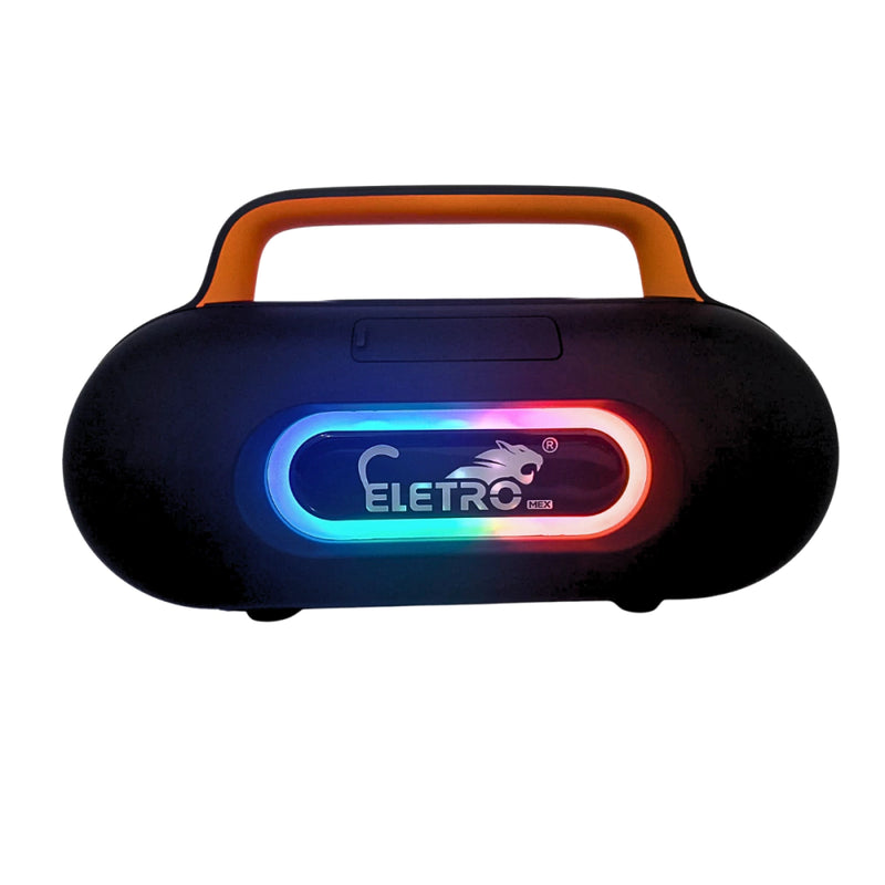 Caixa de Som Bluetooth Portátil Eletromex EL-1126 80W com LED RGB, TWS, Rádio FM, USB, Micro SD, AUX, Bateria Recarregável – Ideal para Festas e Uso E