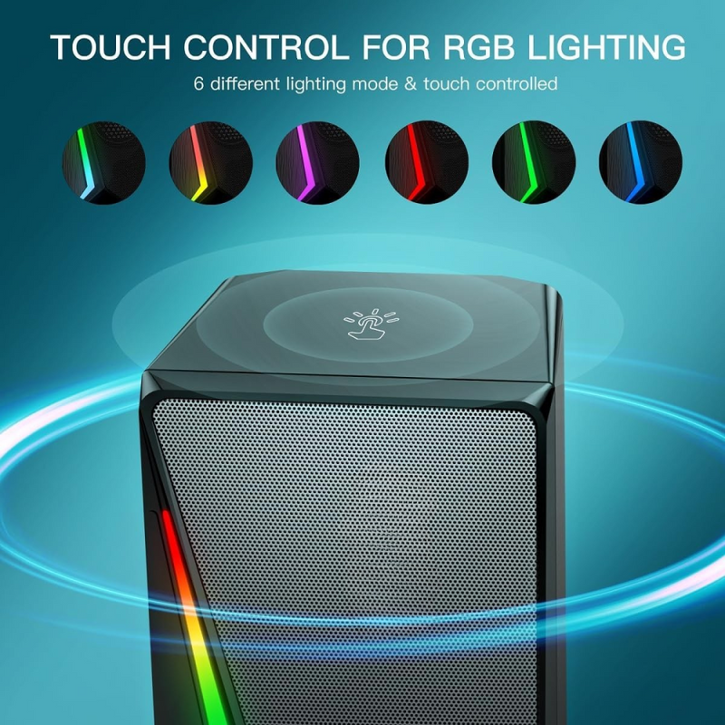 Caixa de Som Bluetooth AL-3868 Altomex com Luzes RGB, Som Estéreo, USB e P2 – Ideal para PC, Notebook, Estúdio ou Setup Gamer