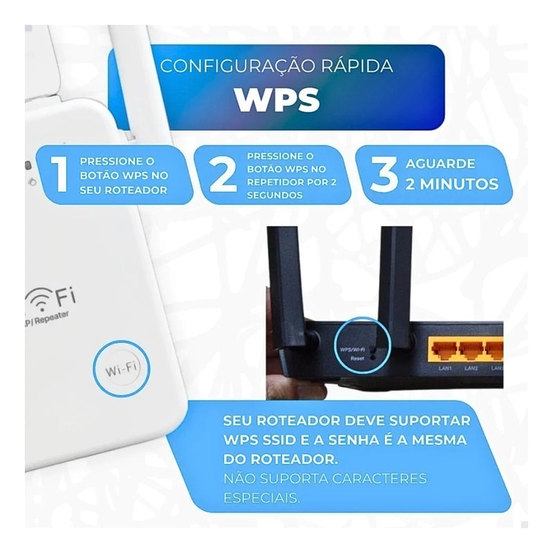 Repetidor de Sinal Wi-Fi Kapbom KA-X338 2.4GHz 300Mbps com 4 Antenas, Homologado Anatel - Aumenta o Alcance da Internet em Casas e Escritórios