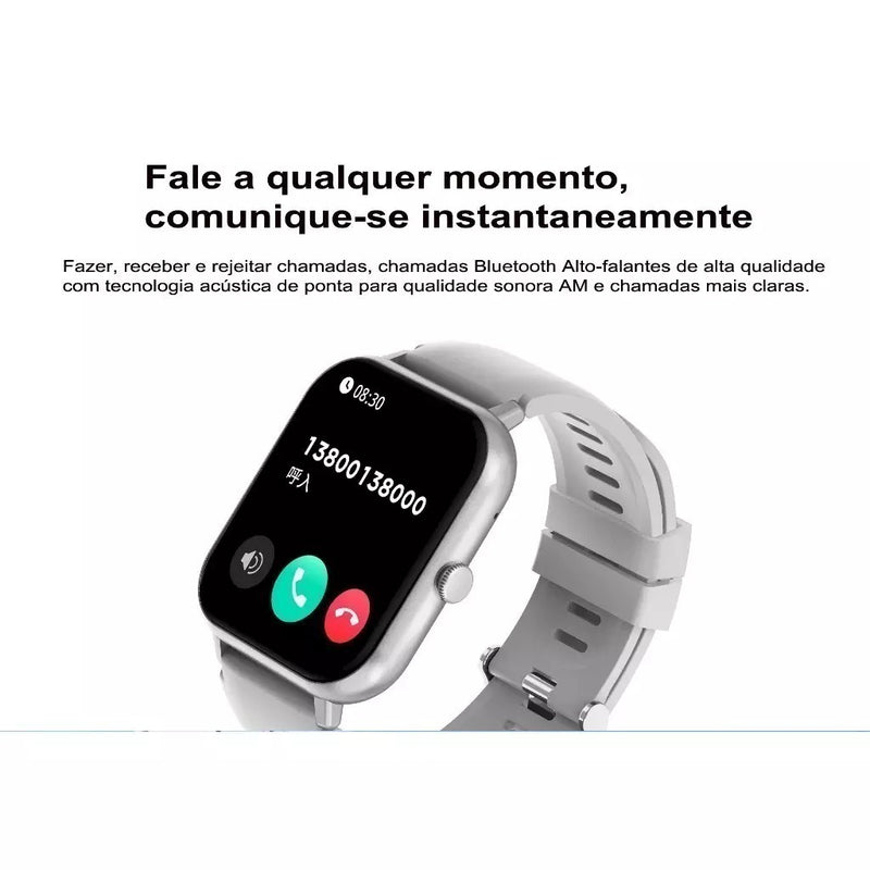 Smartwatch Peje ZW01 à Prova d'Água IP67 - Monitor de Frequência Cardíaca, Pressão Arterial, Oxigênio no Sangue, 8 Modos Esporte, Bluetooth 5.1