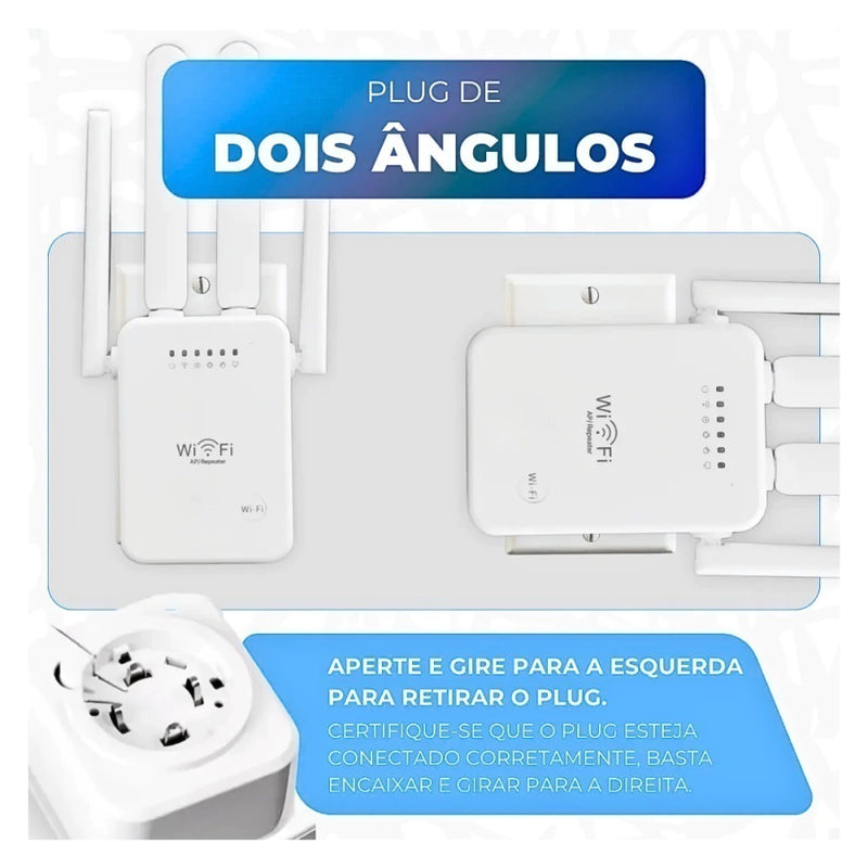 Repetidor de Sinal Wi-Fi Kapbom KA-X338 2.4GHz 300Mbps com 4 Antenas, Homologado Anatel - Aumenta o Alcance da Internet em Casas e Escritórios