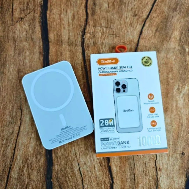 Power Bank MagSafe 10.000mAh 20W Turbo Minimen MM-CDB300 | Carregamento sem fio magnético, compacto e potente. Garantia, frete grátis Sul/Sudeste!